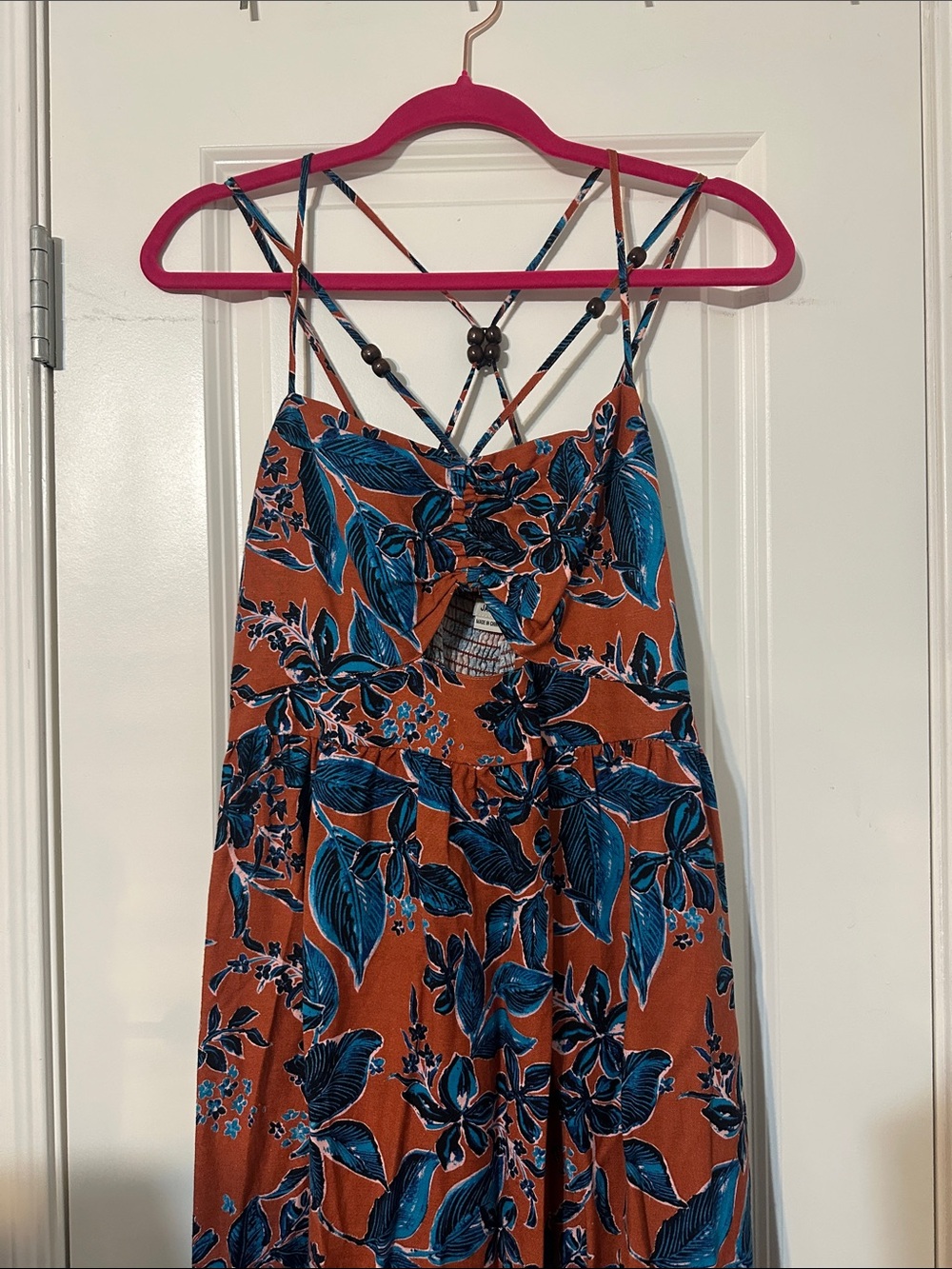 Jason Wu Teal Floral Rust Orange Sundress with Crisscross Straps
